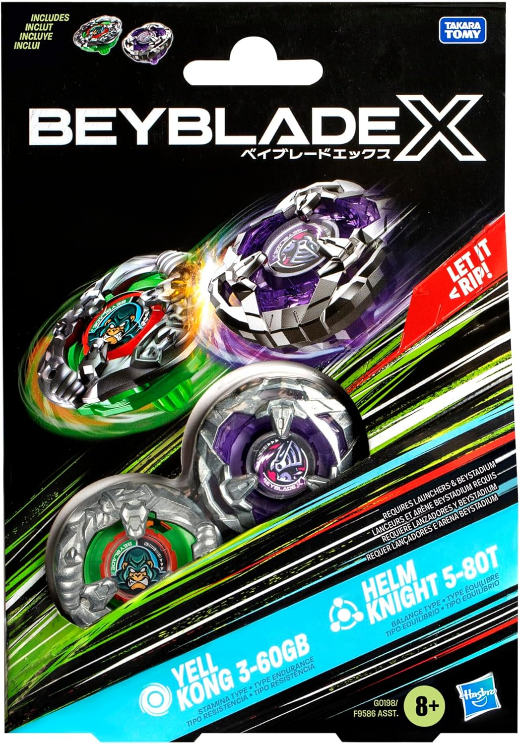 BEYBLADE X Yell Kong 3-60GB and Helm Knight 5-80T Dual Pack Set with 2 Right-Spinning Tops; Battling Top Toys for 8 Year Old Boys and Girls image number 4