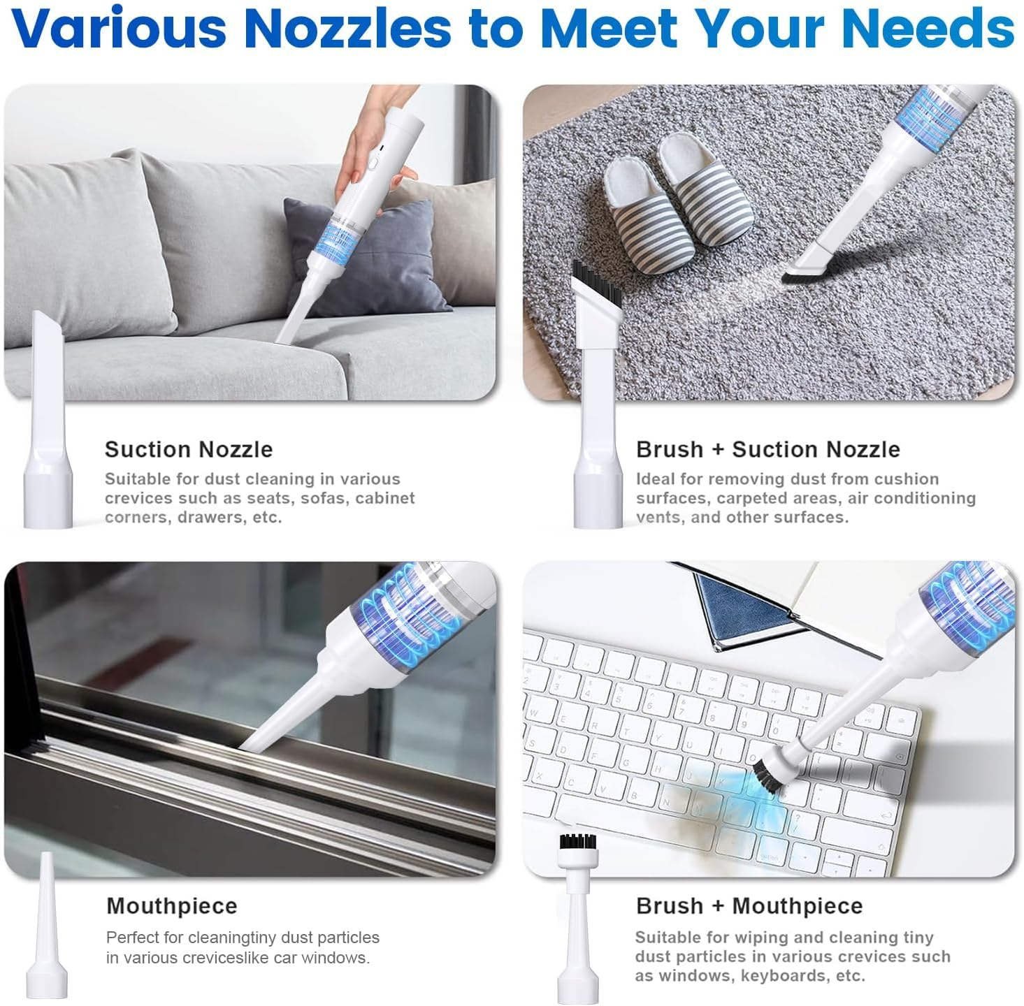 Car Vacuum 11000 Pa Handheld Vacuum Cleaner Test Winner 3600Mah with Charging Cable Handheld Vacuum Cleaner Battery Wireless Wet & Dry with Washable HEPA Filter Handheld Vacuumcleaner image number 3