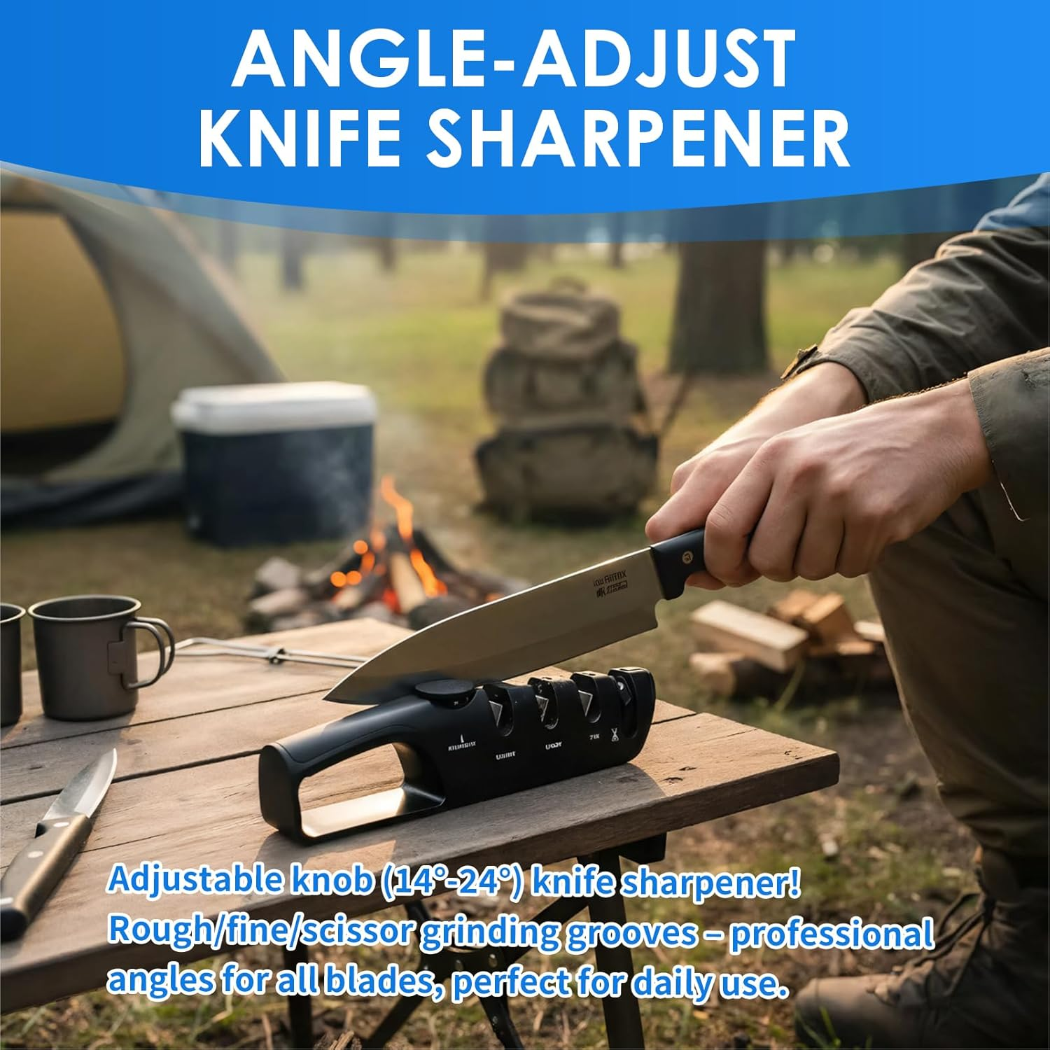 Professional 4-Stage Knife Sharpener with Adjustable Angle Knob - Japanese Multifunctional Device for Kitchen Knives and Scissors, Effortless Sharpening and Polishing Kitchen Sharpeners image number 5