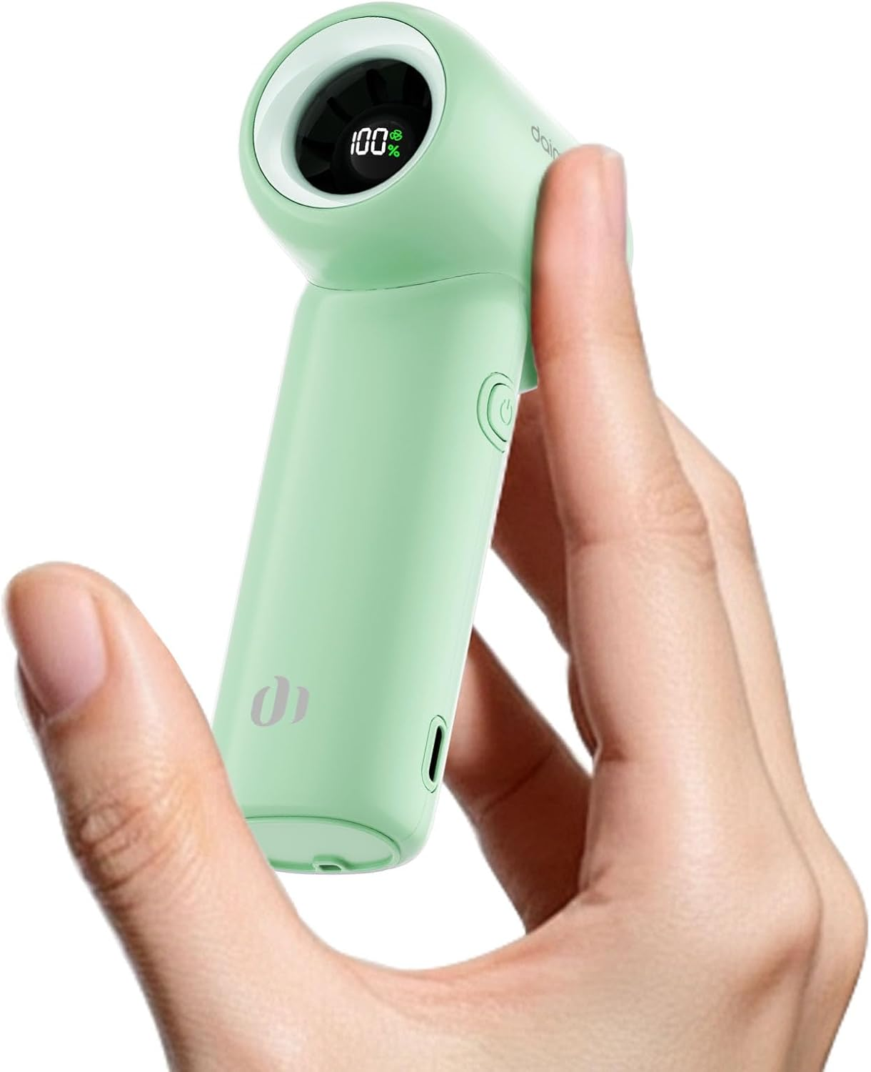 DAIMULIFE Mini Handheld Fans with 3000Mah Rechargeable Battery, Speed(1-100) Adjustable Portable Turbo Fan, Personal Fan for Travel/Summer/Concerts/Lash, Gifts for Women (Green)