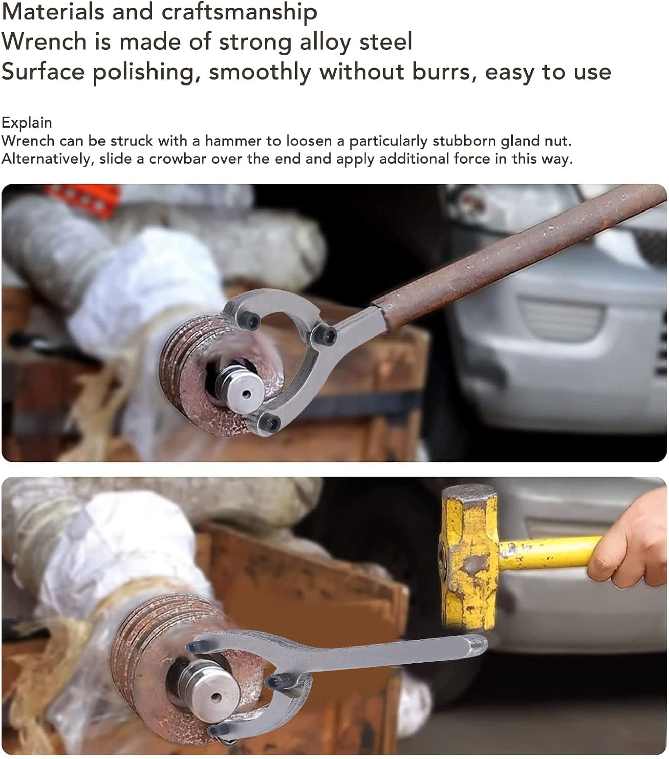 0.79 to 8.27In Adjustable Gland Nut Wrench, Alloy Steel Adjustable Gland Nut Spanner, Hydraulic Cylinder Wrench, Hydraulic Cylinder Spanner for Loaders image number 4