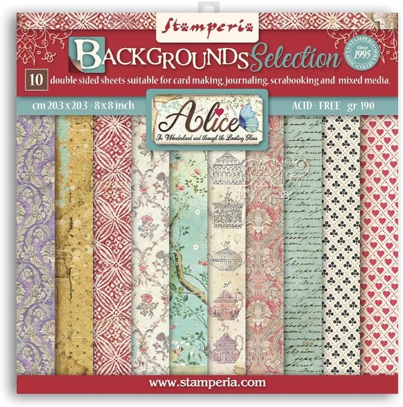 Stamperia Backgrounds Double-Sided Paper Pad 8"X8" 10/Pkg-Alice through the Looking Glass -SBBS46 image number 4