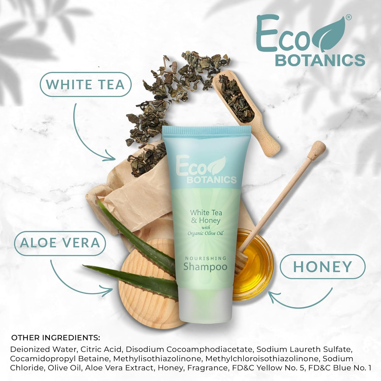(30Ml, 300 Count) - Eco Botanics Shampoo, 30Ml Tube with Flip Cap with Organic Olive Oil (Case of 300)- Air Bnb, VRBO, Vacation Rental image number 1