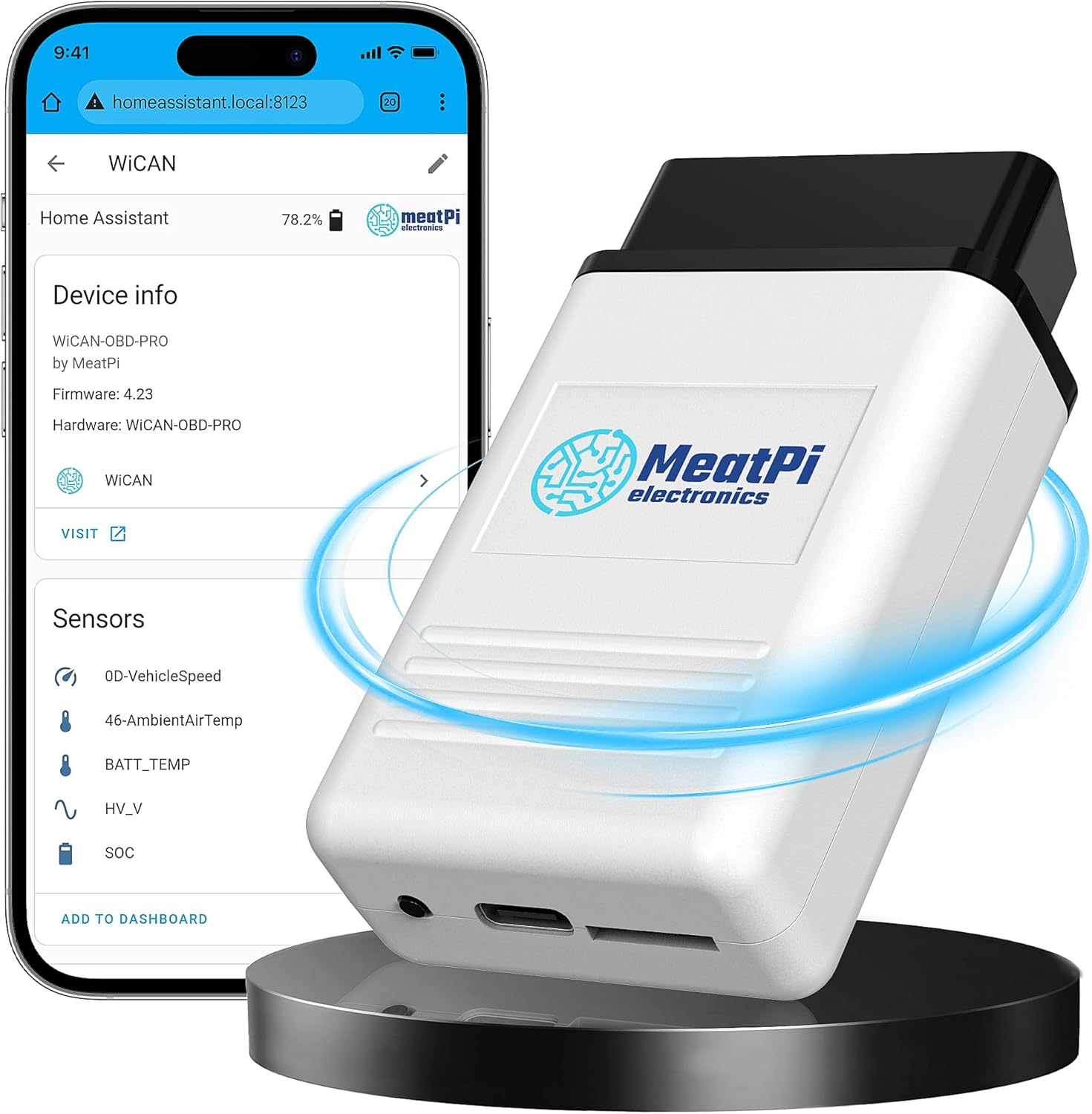 Meatpi Wican PRO OBD2 Adapter Scanner, Vehicle Diagnostic Tool, Home Assistant Support image number 1