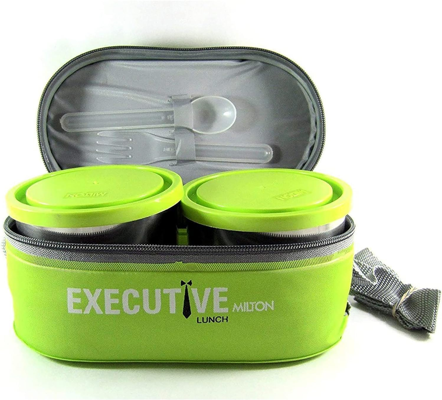 Milton Lunch Box Set for Adults and Kids, Bento Box with Jacket, Stainless Steel, Leak Proof, Perfect for Meal Prep, Snack Box, Food Storage & School, Easy to Clean, Executive 3 Containers, Green image number 1