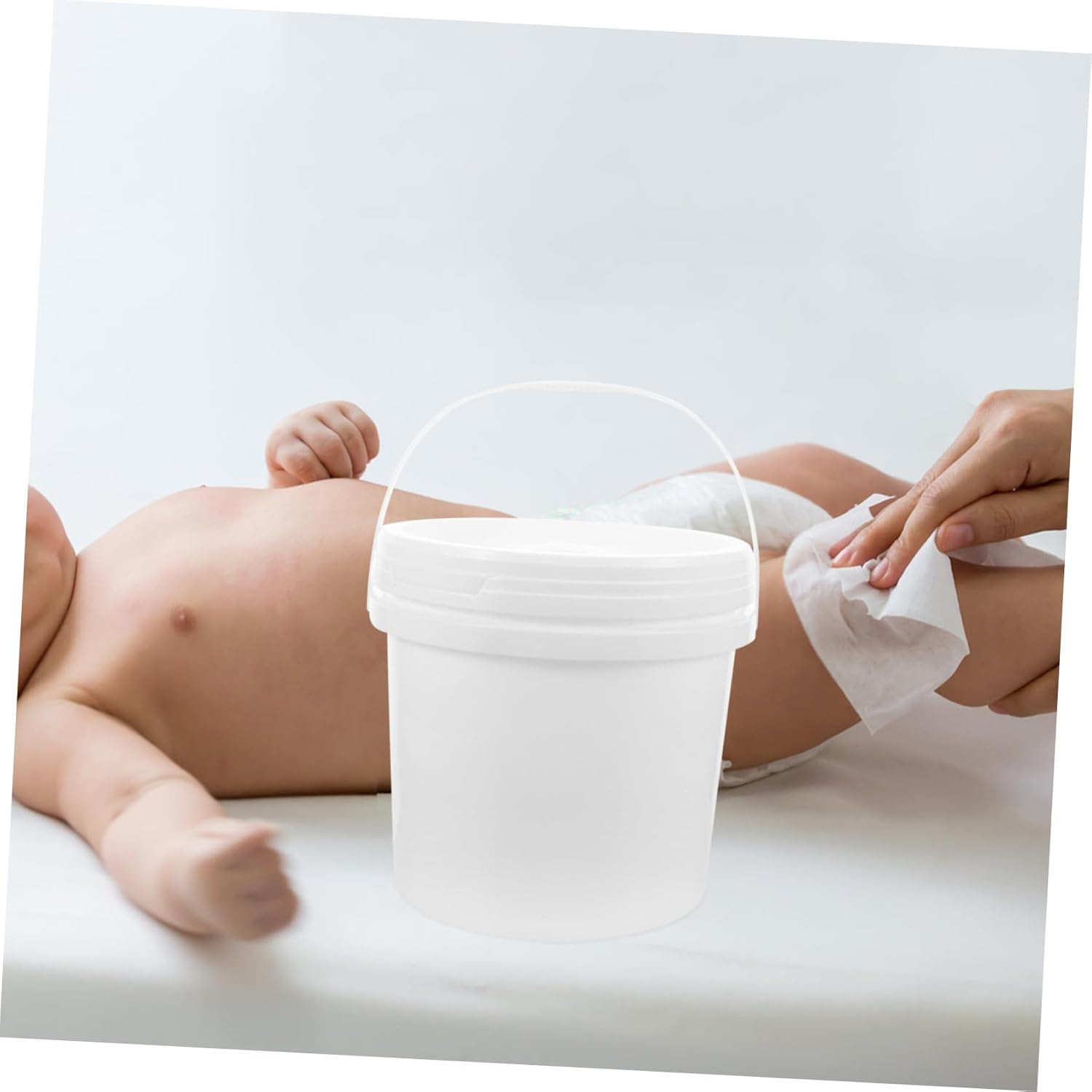 TIDTALEO Refillable Wet Wipes Dispenser Bucket 5L round Wipe Container Lid for Baby and Car Use Reusable Plastic Holder image number 3