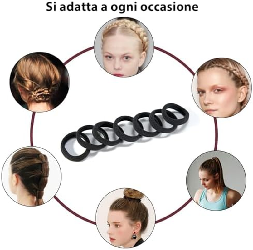 Pack of 50 Hair Bobbles Black, Strong, Seamless Cotton Hair Bobbles for Women, Men and Children, Versatile Hair Accessories