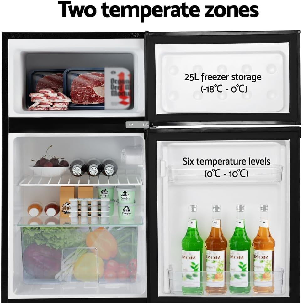 Devanti Bar Fridge, 80L Mini Fridges Organiser Refrigerator Chest Freezer Portable Small Wine Cooler Home Bedroom Car Boat Camp Office Countertop, Fast Frozen Quiet Operation Black image number 1
