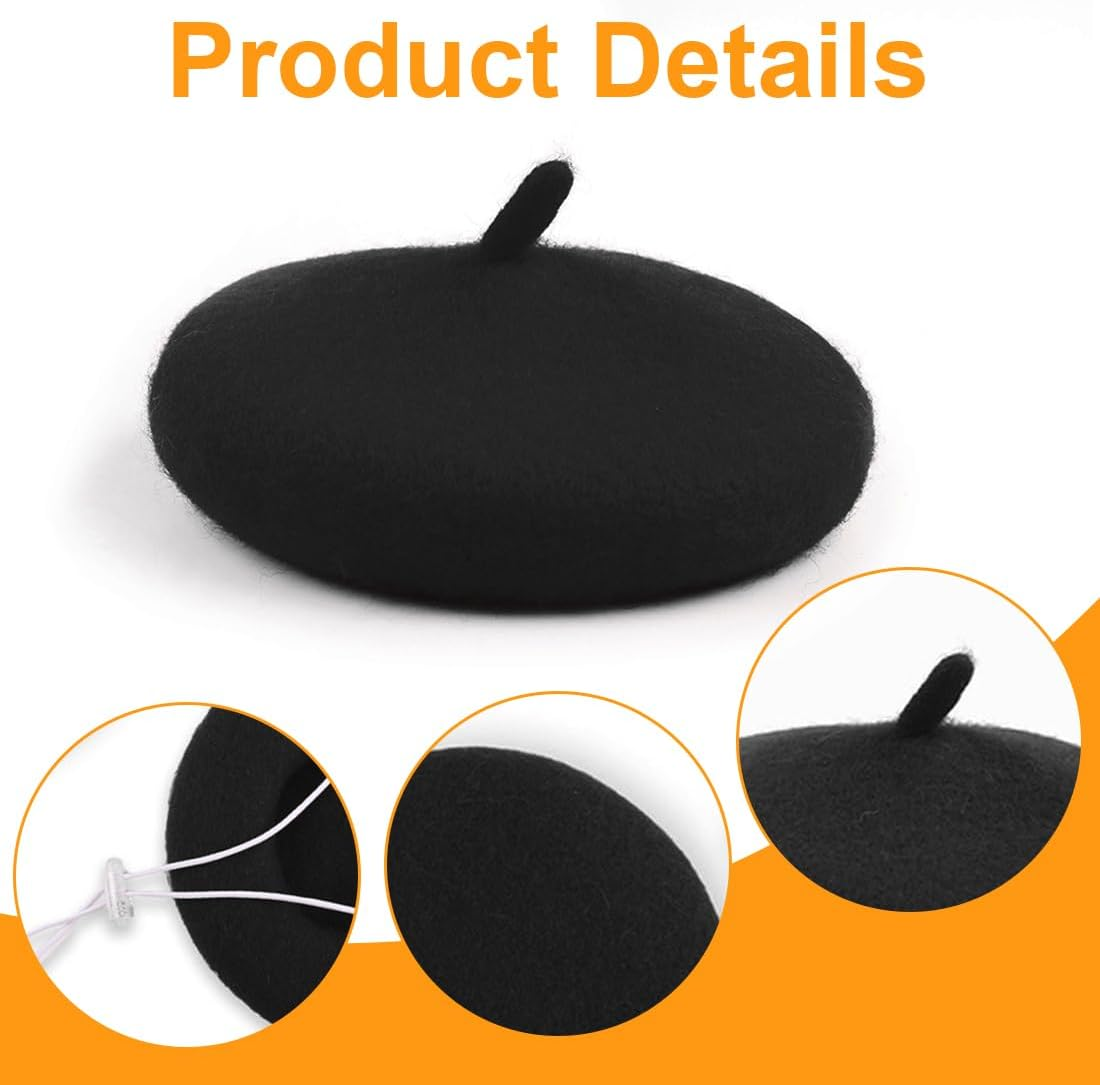 Luliyldj Black Beret Hat, Cat Hat, Cat Clothing, Costume for Cats, Dog Costume, Headwear for Cats, Puppies, Pet Materials image number 5