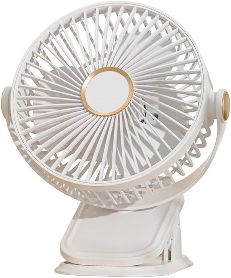 Vekol Portable Clip on Fan, Battery Operated Fan, Powerful USB Desk Fan with LED Light, 5 Speed Rechargeable Mini Table Fan, 360&deg; Rotate Personal Cooling Fan for Home Office Stroller Camping