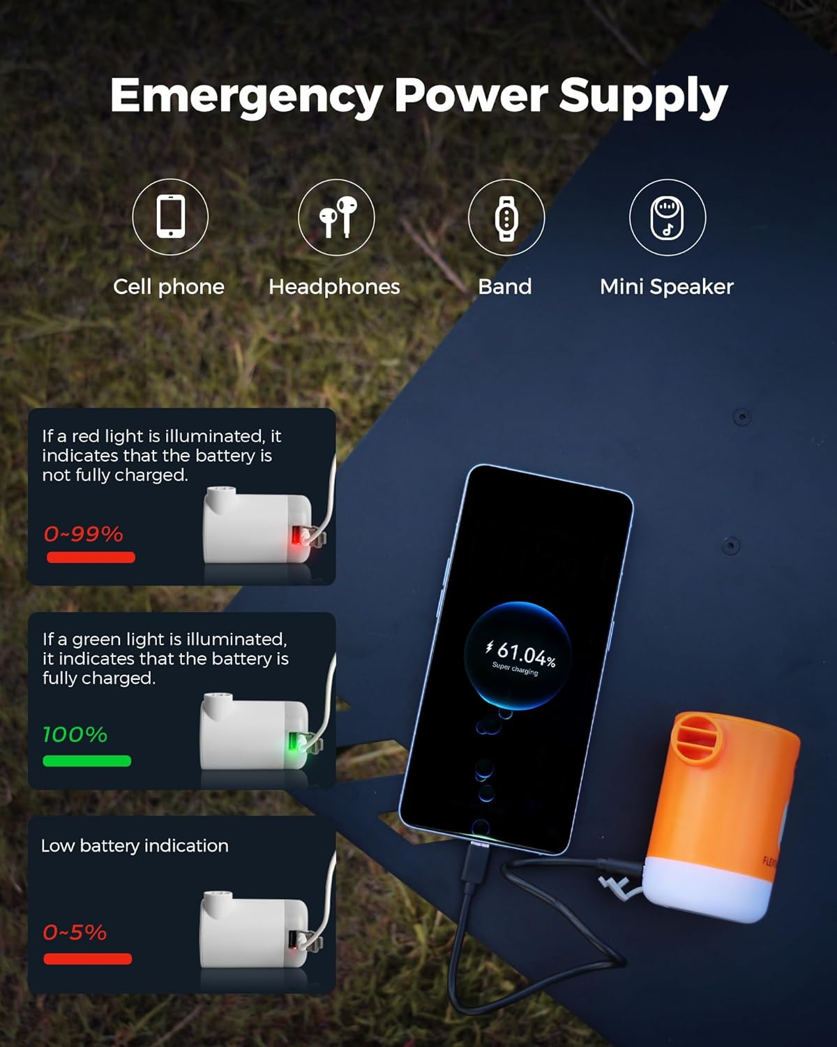 FLEXTAILGEAR Portable Air Pump MP2 Pro Electric Air Pump Rechargeable Battery Air Mattress Pump Ultralight Inflator with Led Light for Pool Floats Boats Sleeping Pads Inflatable Toys image number 2