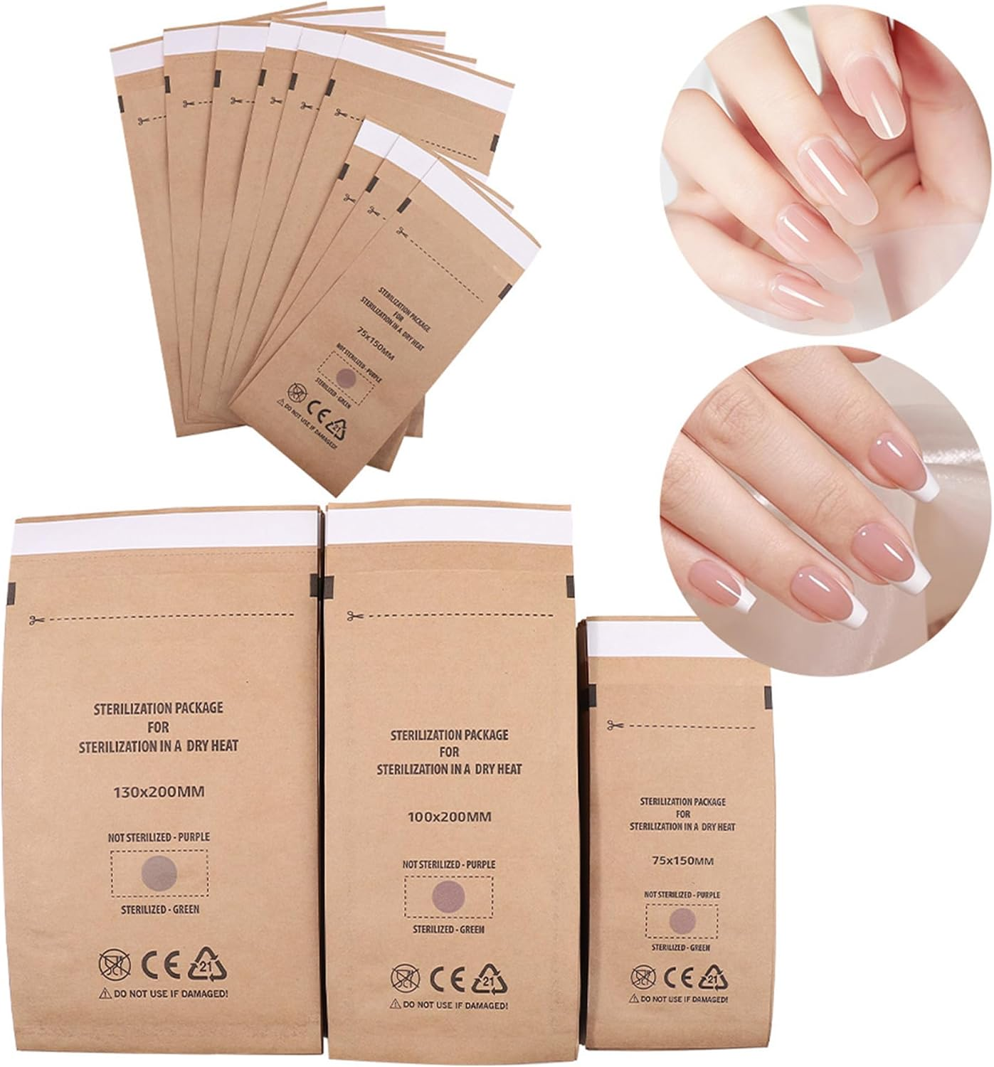Disposable Kraft Paper Self-Sealing Sterilization Bags &ndash; High-Temperature Dry Heat Sterilization Bags for Nail Salon, One-Time Use, Bulk Packaging image number 6