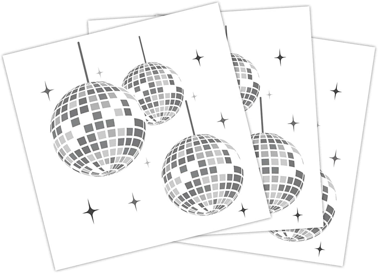 JDFHFGB 20 Pcs Disco Napkins,Disco Ball Napkins for 70S 80S Themed Party Supplies,Disposable Silver Napkins for Bachelorette Birthday Dance Party Decorations image number 6