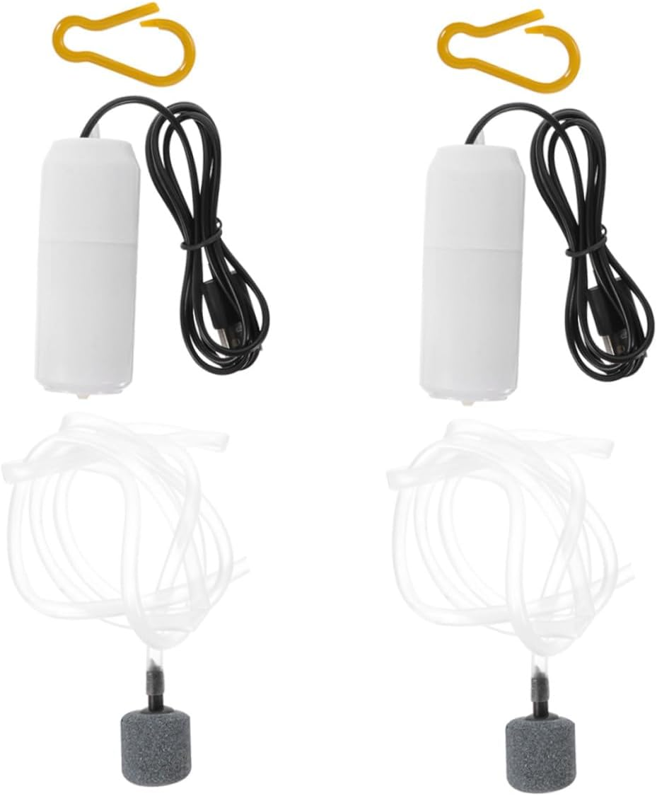 Veemoon 2 Sets USB Aquarium Air Pump Small Quiet Fish Tank Aerator Low Power Consumption Oxygen Increase for Indoor Aquariums Random Color image number 6