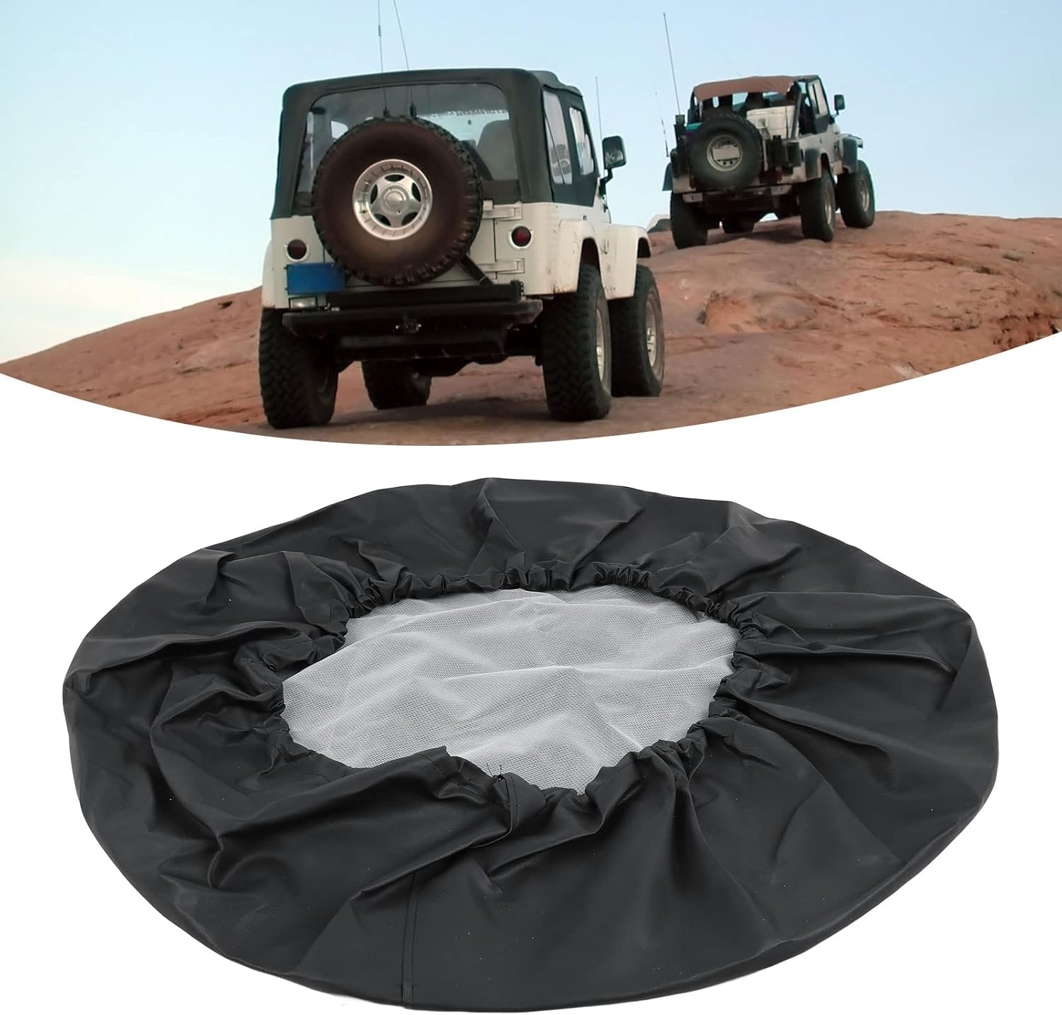 15 Inch Tire Cover, PVC Leather Sunproof Spare Wheel Protective Cover, Fits 215/65R16, 225/65R17, 235/70R16, 235/75R15, 245/75R15, 255/55R17 image number 4