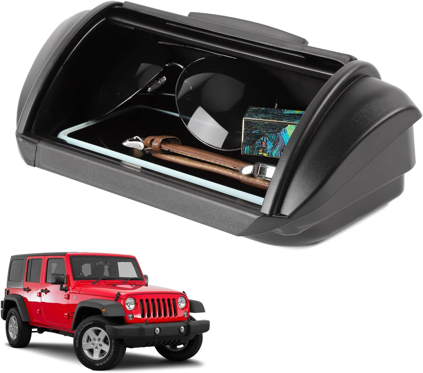 Linskip for Jeep JK Interior Accessories Dashboard Storage Organizer Dash Panel Tray Box for 2011-2017 Jeep Wrangler JK JKU 2-Door/4-Door Sahara Sport Rubicon Accessory image number 2