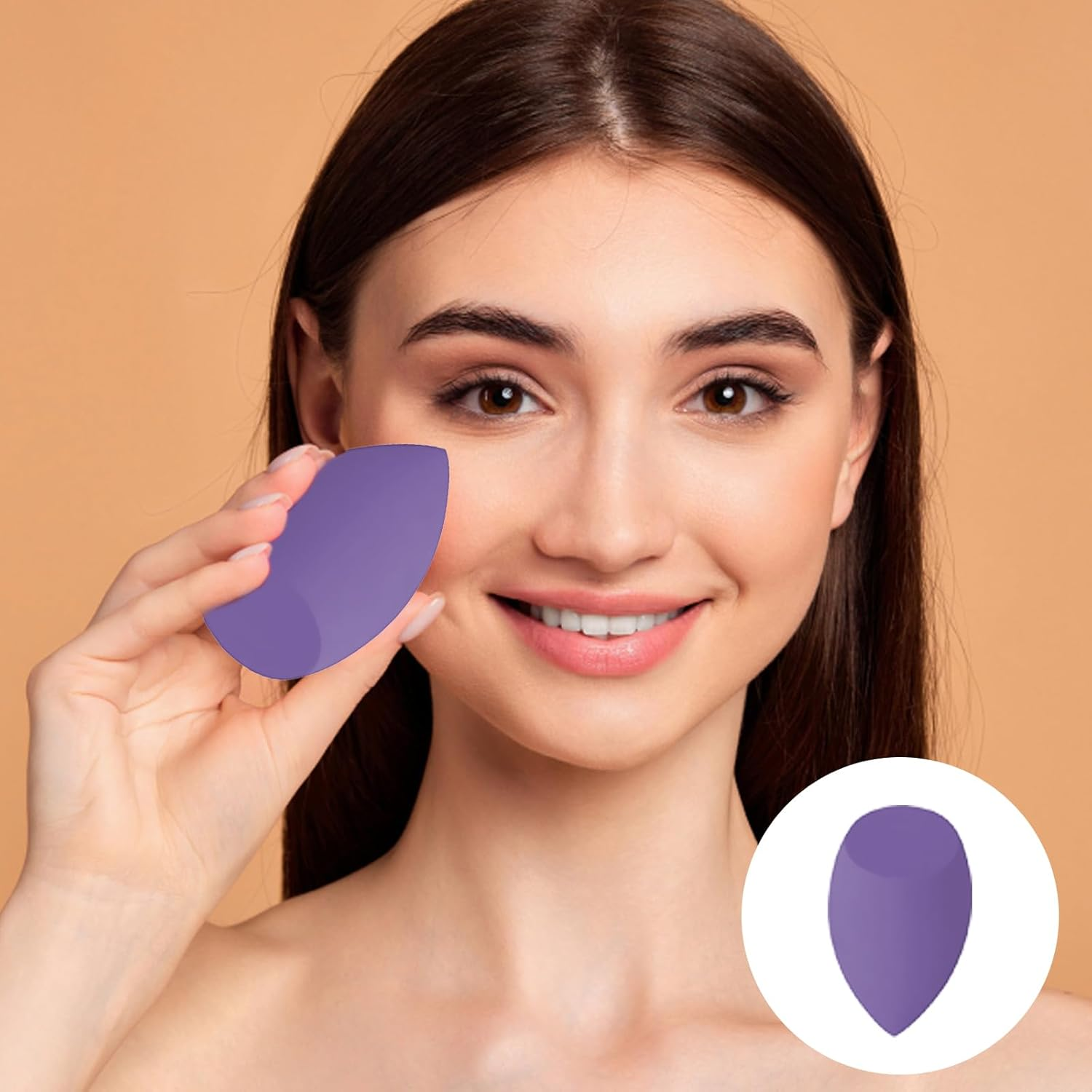8Pcs Beauty Blender, Makeup Sponge Set, Professional Foundation Sponge for Various Base Makeup Textures, Travel-Friendly, Purple Makeup Sponges image number 1