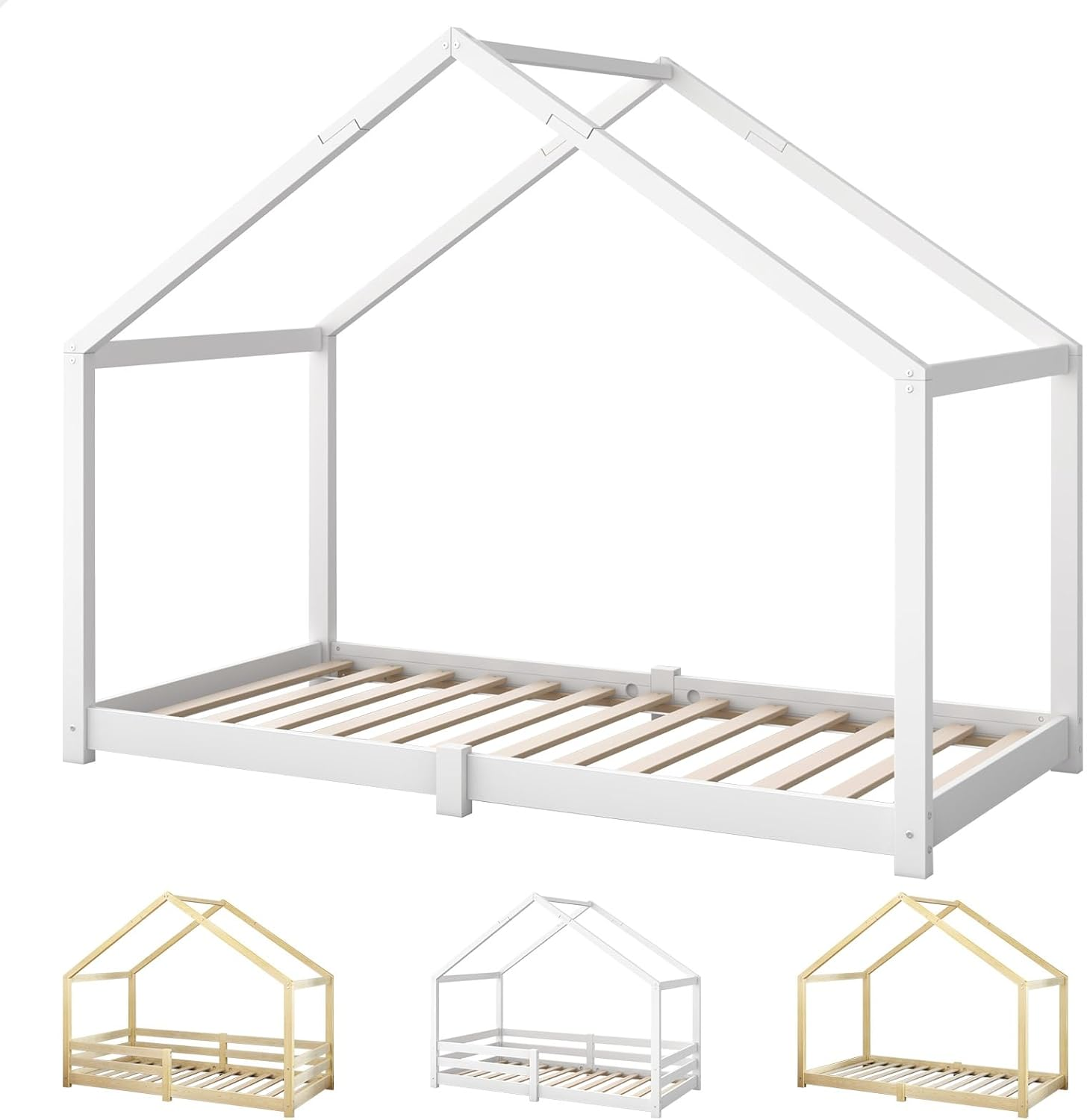 ALFORDSON Wooden Timber House Frame Single Mattress Base Platform, Kids Bed Frame W/O Guard Rail, Rocco Oak Bedroom Furniture, Solid Pine Wood Bed Base Foundation Children'S Beds