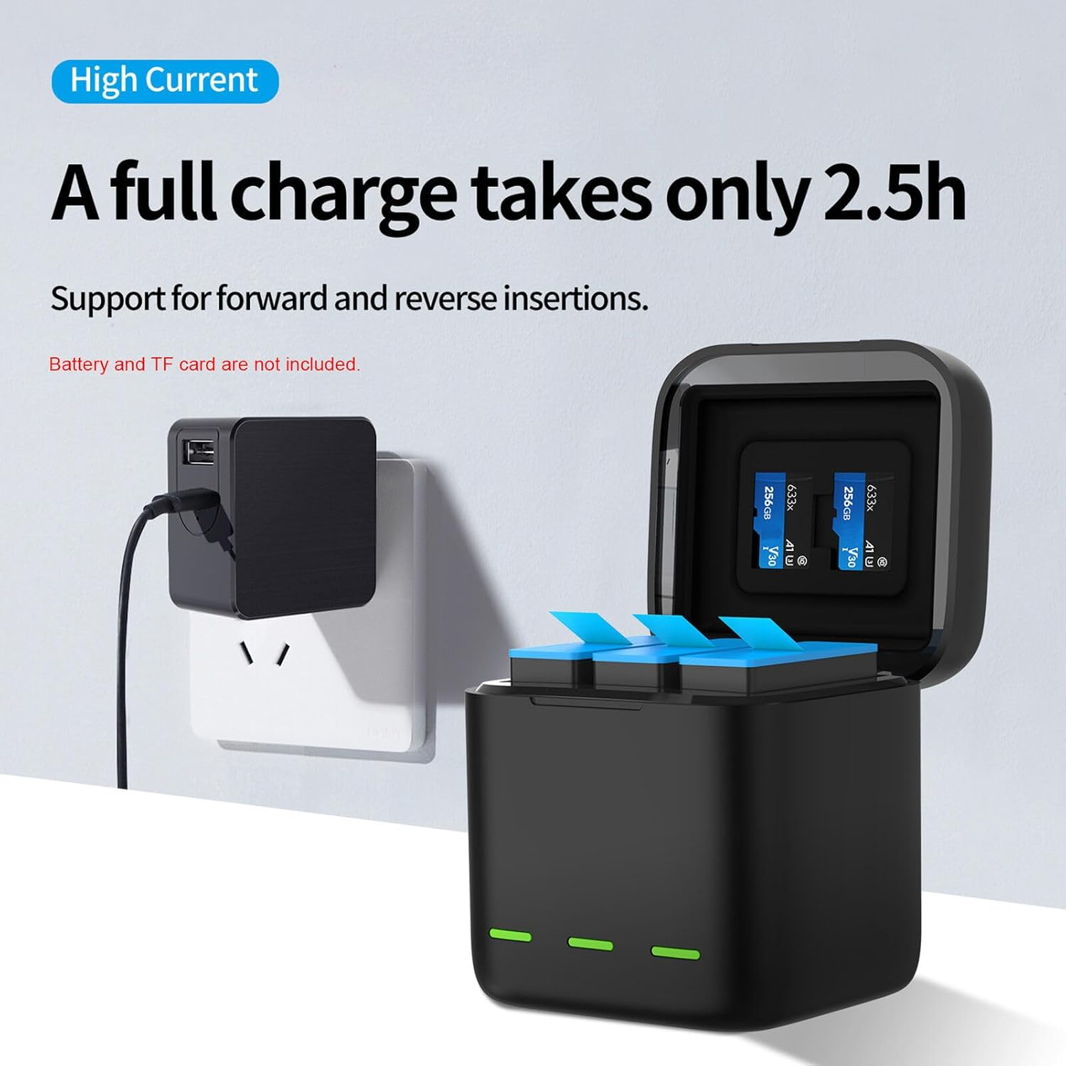 Camgo Telesin 3 Channel Storage Battery Charger Box for Gopro Hero 13 Black image number 2