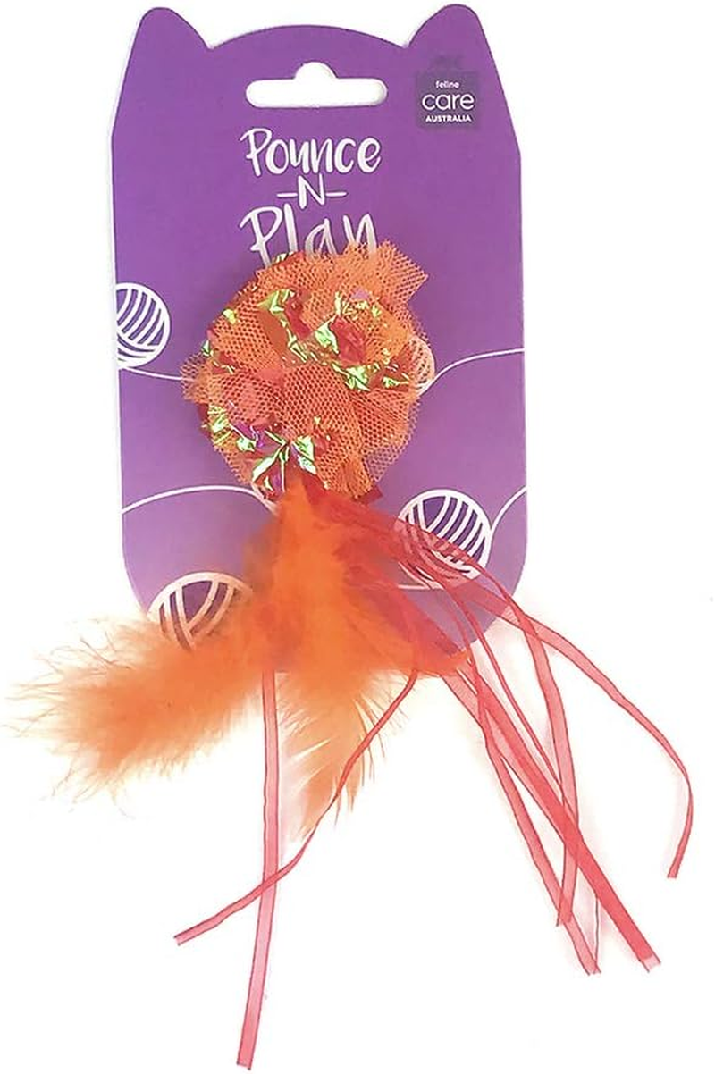 Feline Care Crinkle Ball with Tail Cat Toy, Orange