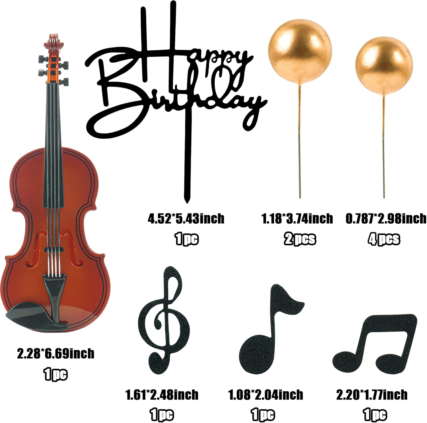 Violin Cake Toppers Music Note Birthday Cake Toppers Violin Model Decorations for Musician Party Birthday Party Baby Shower Supplies