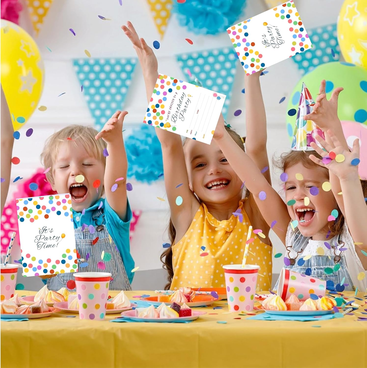 32 Birthday Invitation Party Cards,Uniquely Designed Birthday Cards for Children,Men, Women and Kids (Polka Dots) image number 4