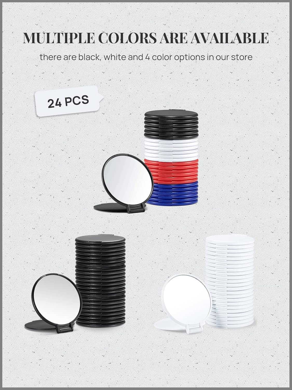 Compact Mirror Bulk, round Makeup Mirror for Purse, Set of 24 (4-Color) image number 4