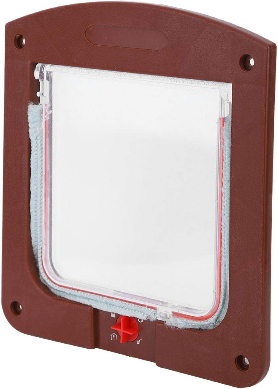 Sliding Glass Cat and Dog Door Insert, Square PP Controllable Switch Pet Door Dog Cat Flap Door Coffee Color image number 6