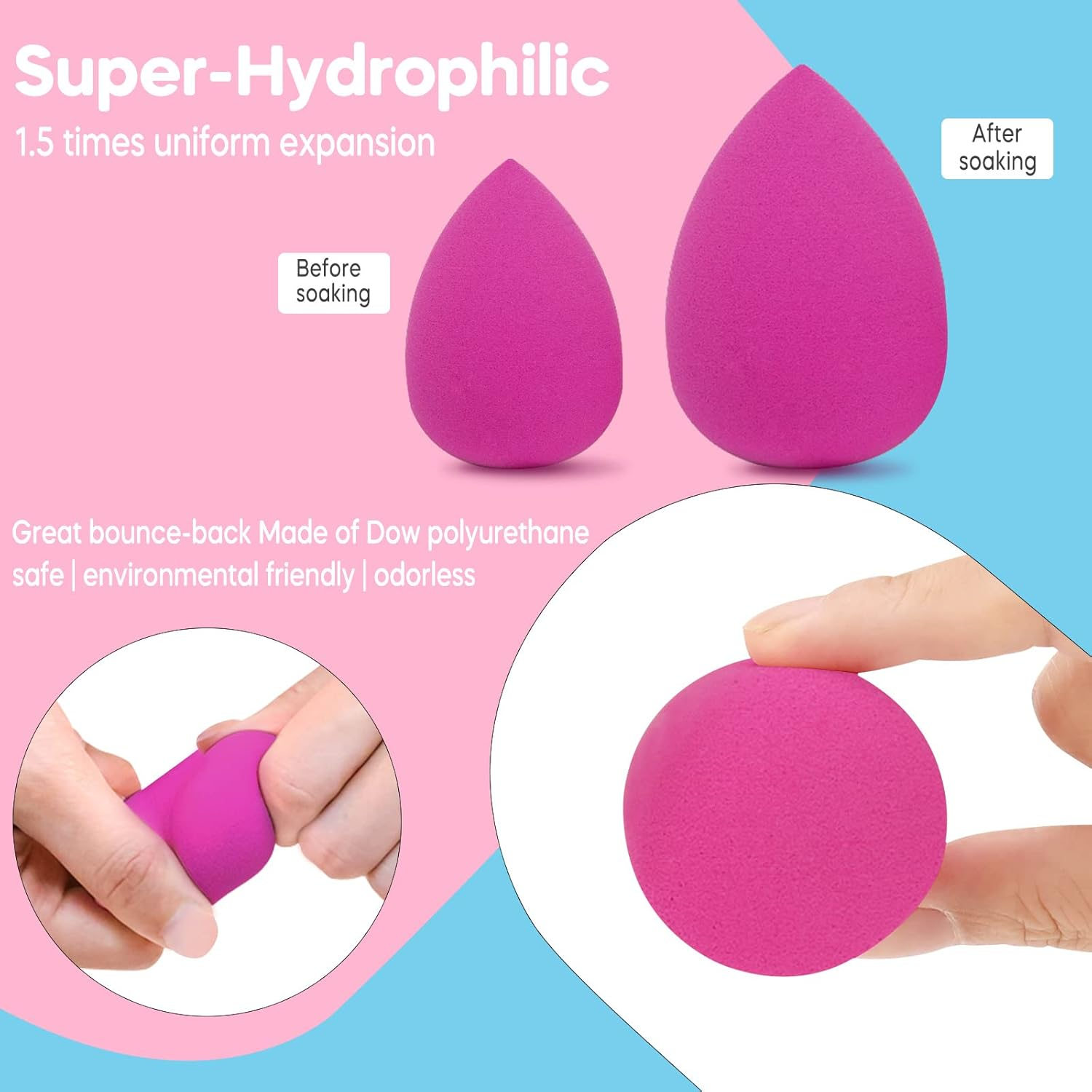 10-Piece Makeup Sponge Blender Set for Flawless Foundation and Face Makeup Application - Beauty Tool for Powder, Liquid, and Cream Products image number 4