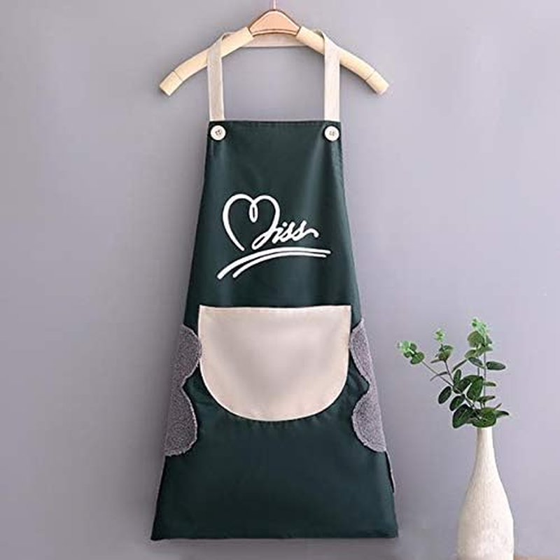 2 Pack Kitchen Cooking Aprons, Waterproof and Oil-Proof Wipe-Able Hand Apron, Chef Apron with Pockets for Women Men Beige
