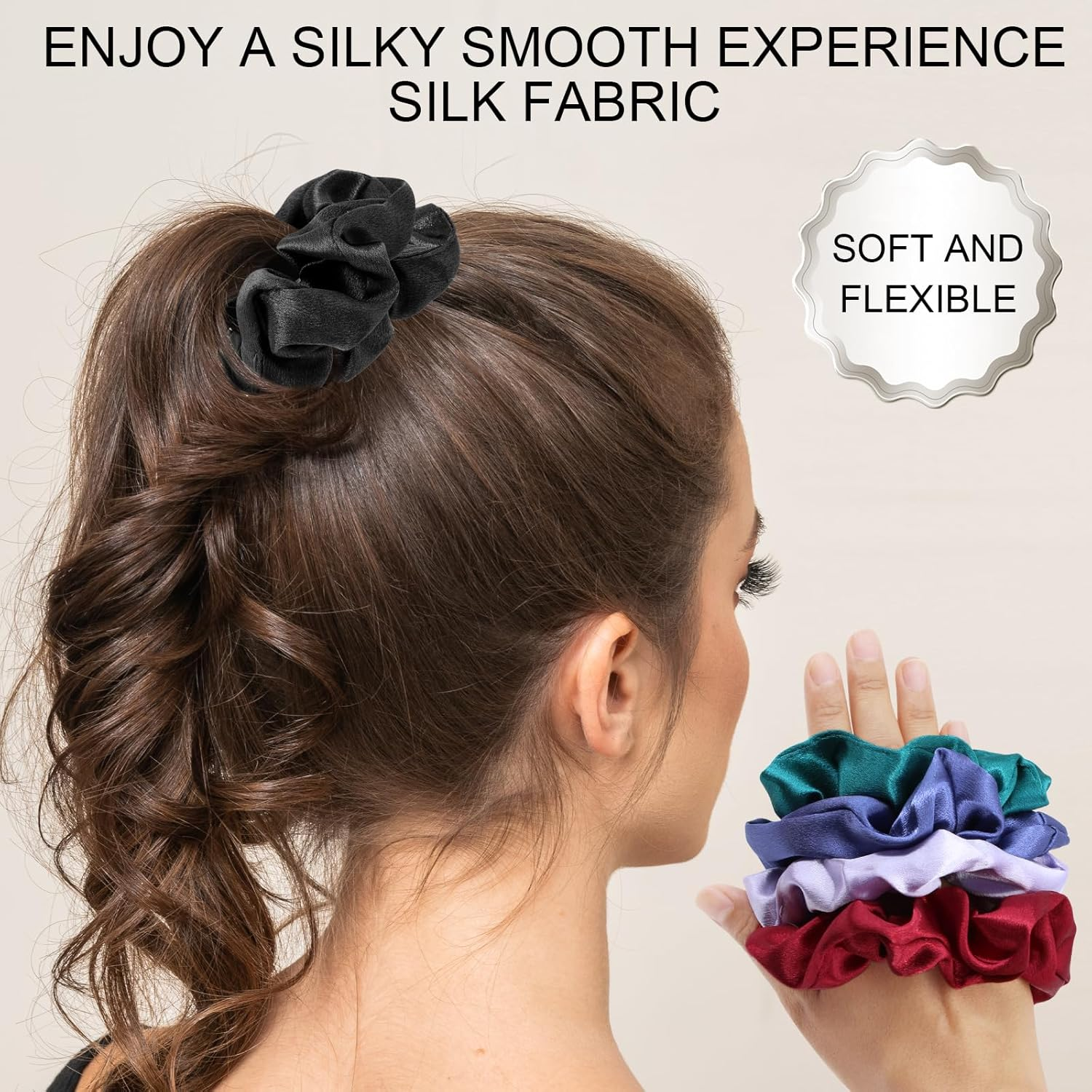 YBVABE 12Pack Silk Satin Scrunchies, Soften and Elastic Hair Scrunchies for Frizz Prevention, Satin Hair Ties for Breakage Prevention and Gentle Style, Ponytail Holder Hair Accessories Girls Ladies Women image number 1