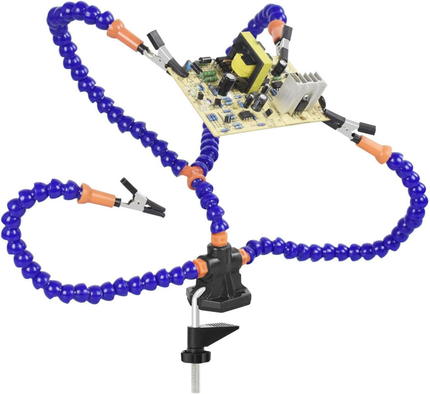 Third Hand Tool - 4 Flexible Arms with Adjustable Table Desk Clamp,4 Soft and Flexible Arms with Adjustable Clips 360 Degree Rotating Third Hand Tool for Soldering, Puchen
