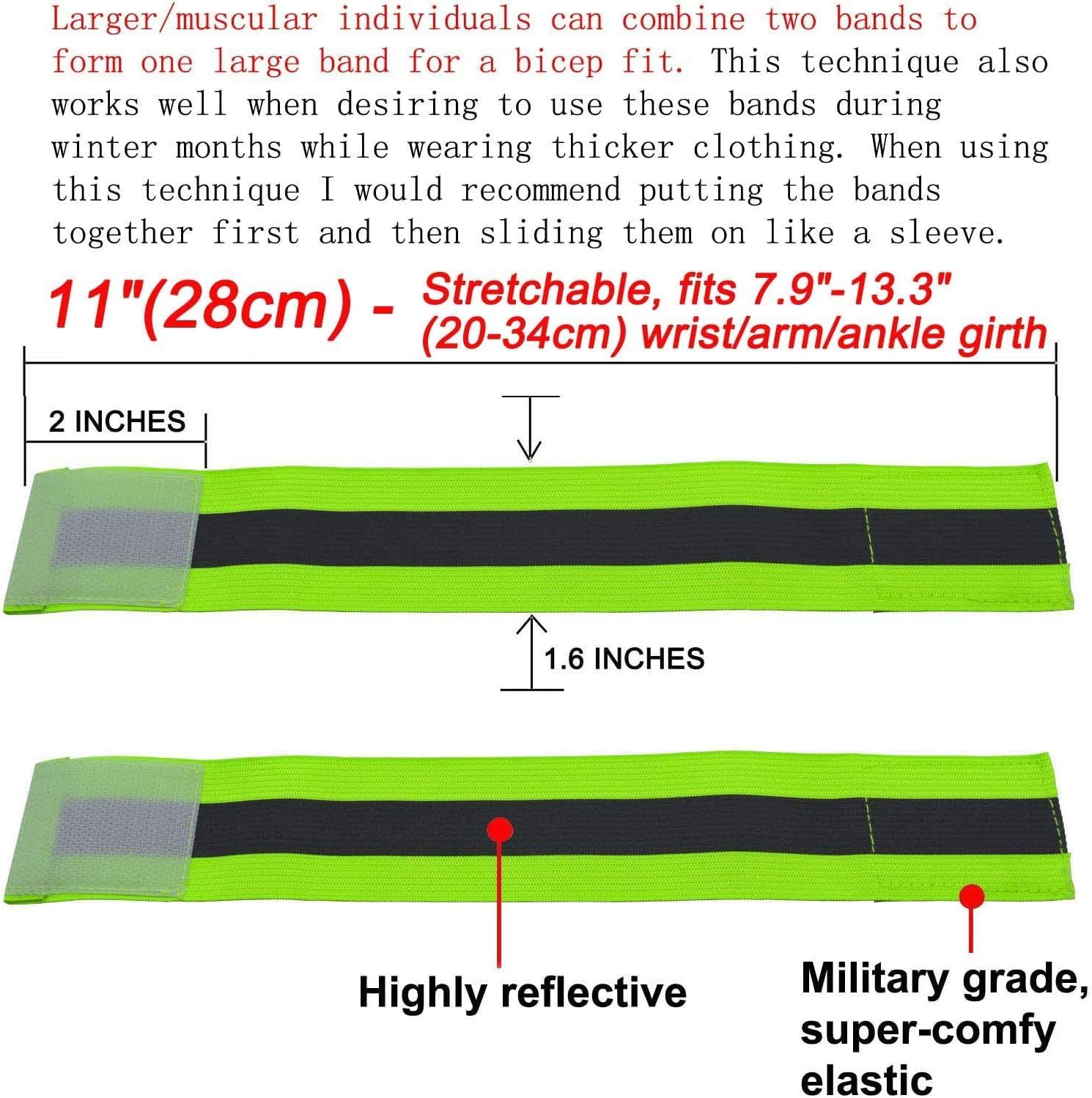 8 Pcs High Visibility Reflective Night Running Walking Elastic Strap Wristbands Ankle Bands Armbands Safety for Cycling Walking Running Camping Outdoor Sports-Fits Women, Men & Kids image number 4