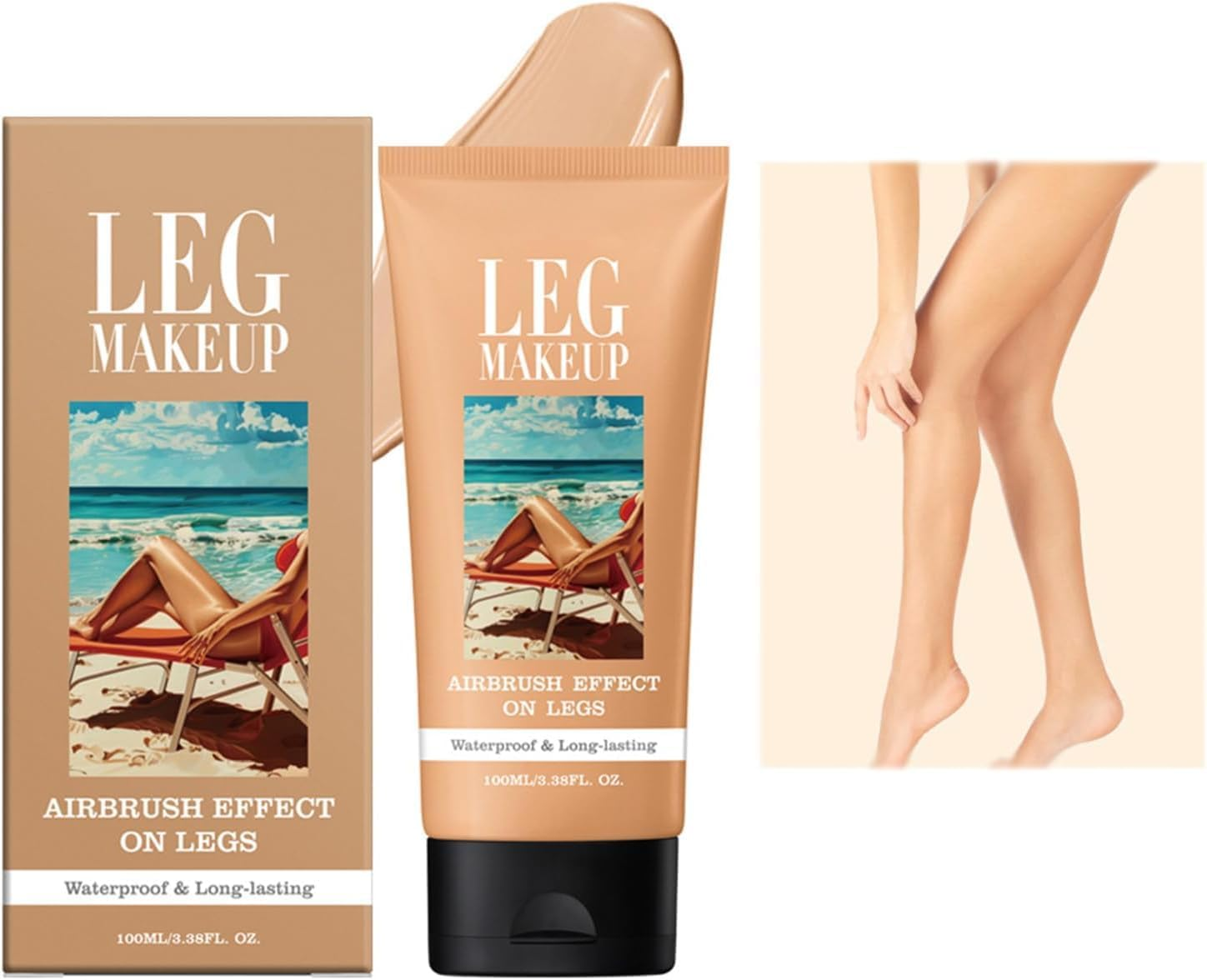 Leg Makeup Cream Concealer - Waterproof No Transfer Leg Makeup to Cover Veins, Tattoo - Flawless Full Coverage Body Concealer for Mature Skin - Leg and Body Veins Tattoo Cover up Make up (#02 Medium Brown)