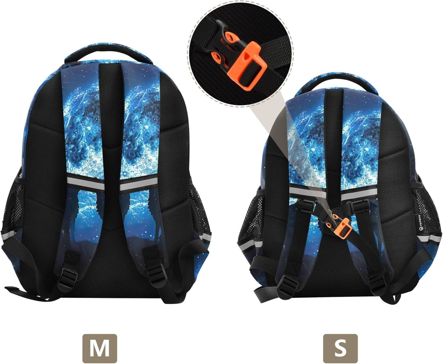 Wolves Howling Moon Night Kids Backpack Girls Boys Custom School Bag Lightweight Bookbag Animal Print image number 6