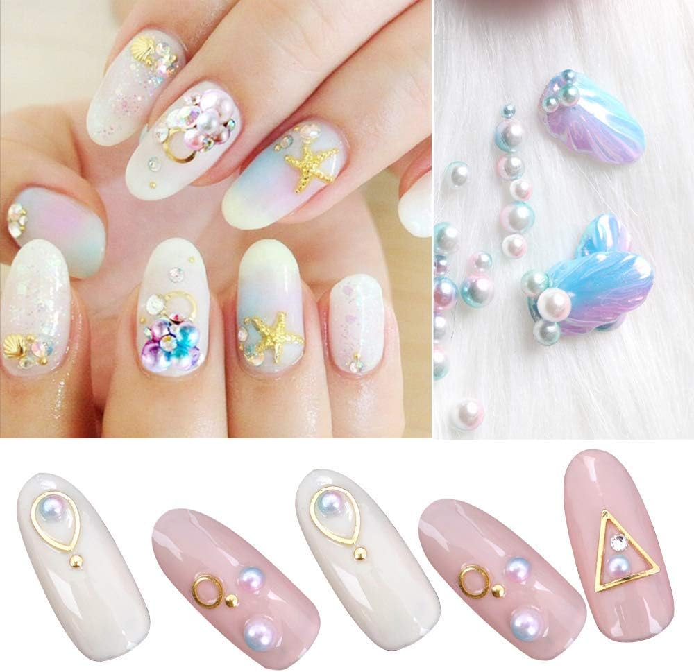 1100Pcs Abs Gradient Imitation Pearls Half round Beads Assorted Mixed Sizes 3 4 5 6 8Mm Flatback DIY Material image number 4