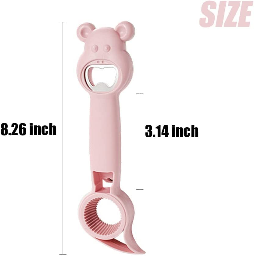 2Pcs 4 in 1 Jar Can Beer Bottle Opener - Multifunction Cute Bear Opener for Bottles and Cans