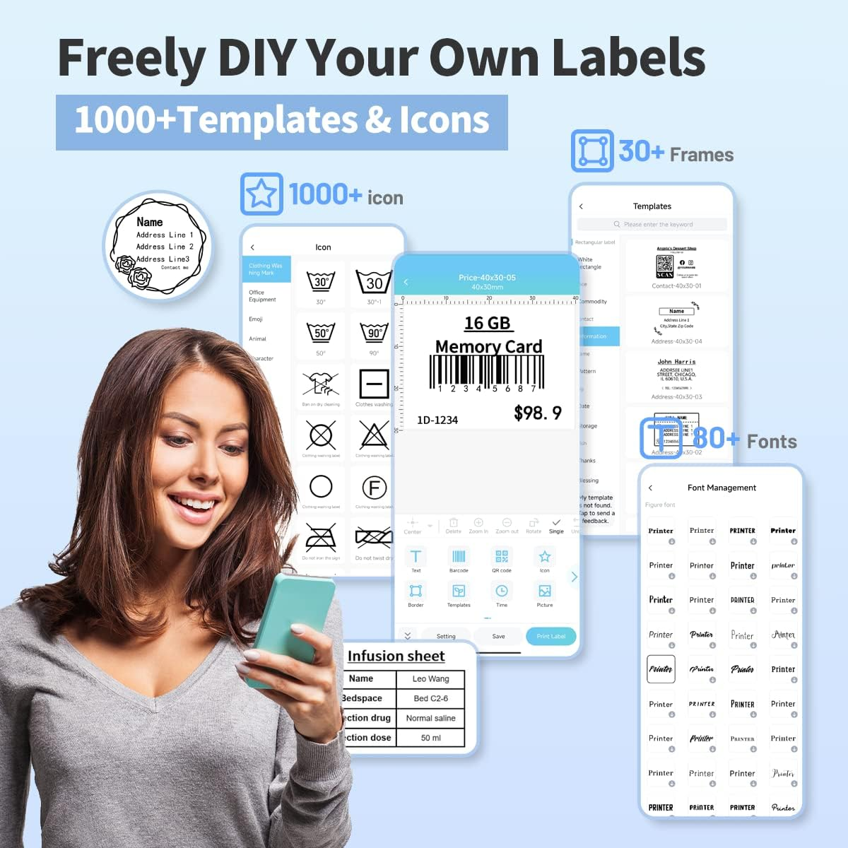 Phomemo Label Maker- M221 Barcode Label Printer 3 Inch Bluetooth Label Maker Machine for Barcode, Address, Logo, Mailing, Stickers, Small Business, Office & Small Business, Compatible with Phones&Pc image number 6