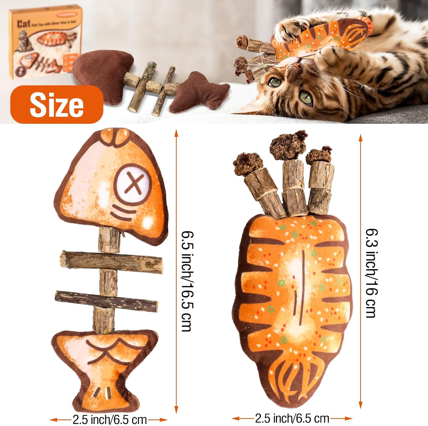 Catnip Toys, Cat Toy for Indoor Cats, Cat Nip Snack for Teeth Cleaning, Cat Fish Toys for Chew Treats image number 5