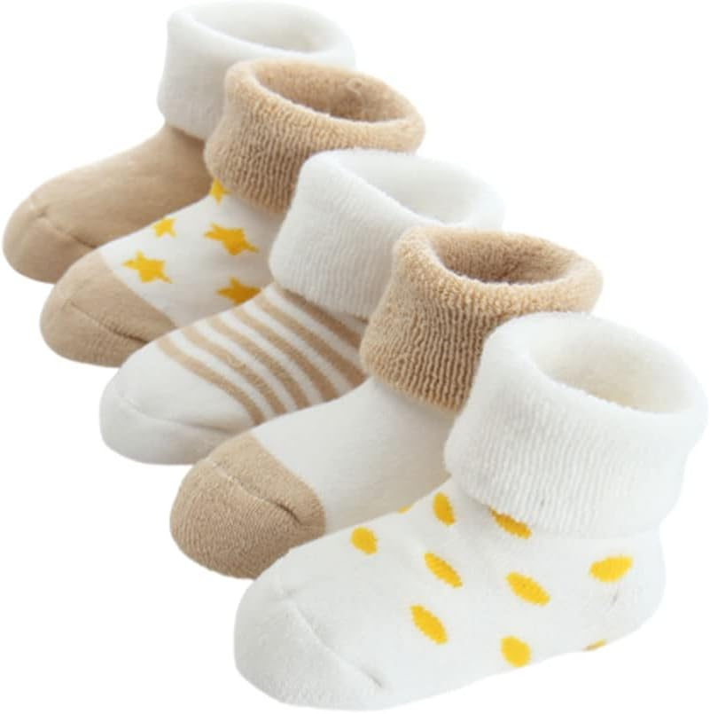 Fedmois Pack of 5 Baby Winter Socks Thick Thermal Socks Cotton Lined