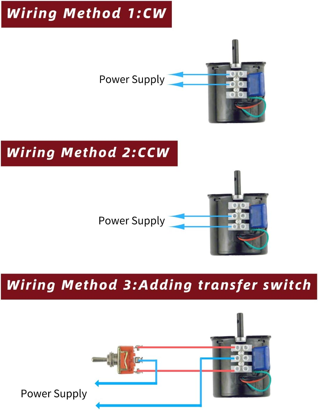 60KTYZ Synchronous Gear Box Motor AC 220V 1.2R/Min CW/CCW High Torque Gearbox Electric Motor Contaolable Directioni 18W for Double Power Switch and Electric