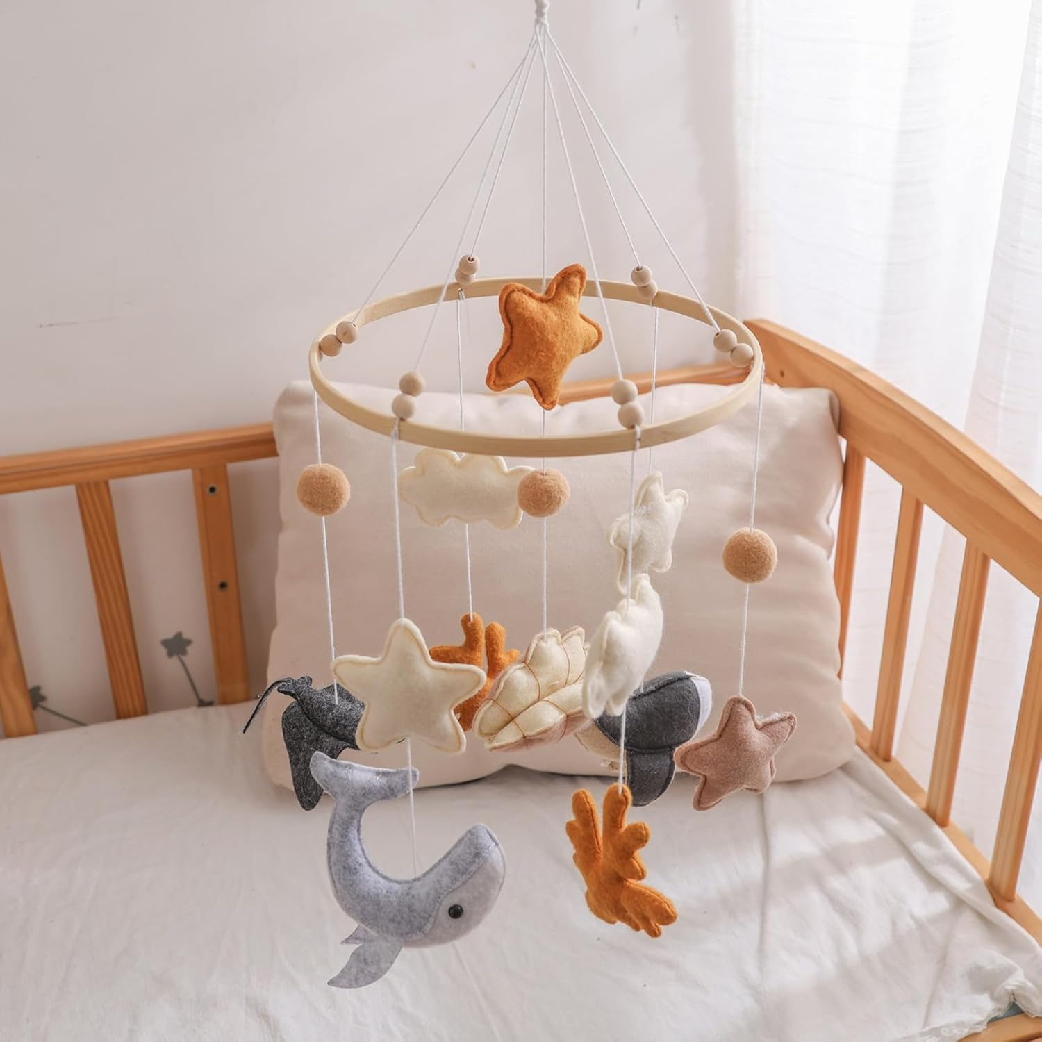 Baby Mobile Cradle - Nursery Mobile, Sensitive Toy in Wind Carillon Animal Carillon | Decoration for Bedroom Cradle Girls Cr&egrave;che Bedroom Toy Cartoon in Verheira image number 6