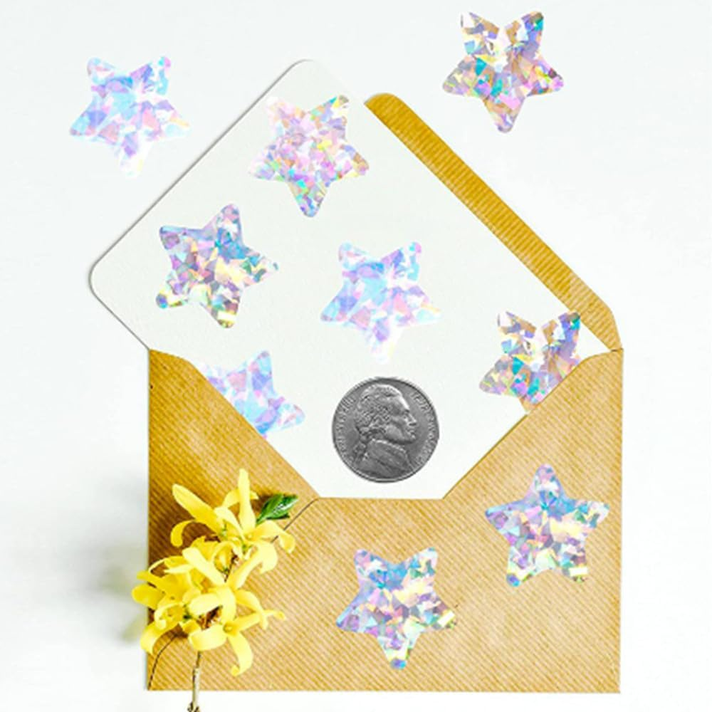 Loopunk 3 Rolls Sliver Star Stickers, Labeling 500 Pieces/Roll,1 Inch Self Adhesive Metallic Glitter Foil Stickers Sparkly Star Stickers Reward Behavior Chart Labels for Kids Students Supplies. image number 1