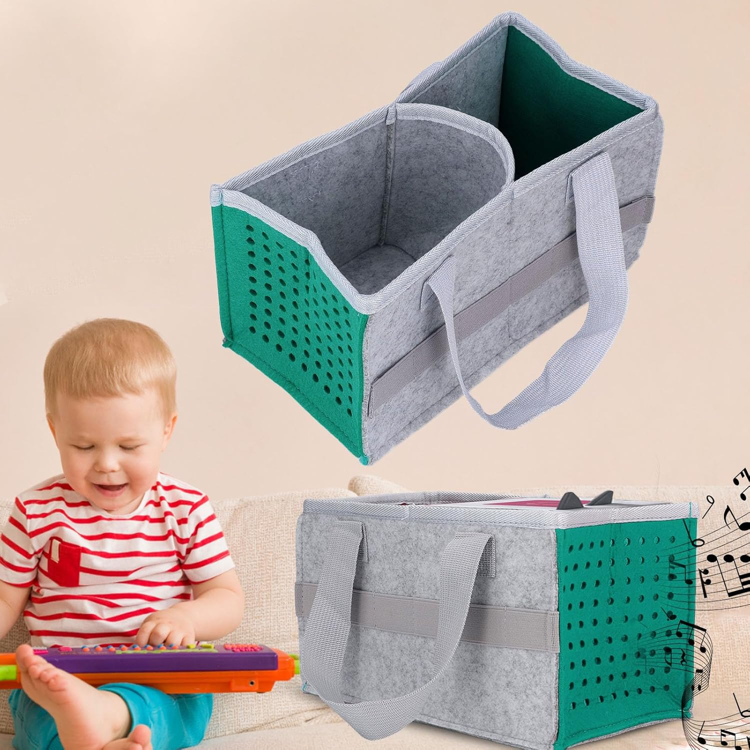 Jiawu Toniebox Felt Carrying Box/Cover with 6 Straps, Thick Felt Material to Prevent Scratches, Foldable and Portable, Suitable for Music Enthusiasts, 1 Carrying Box/Cover Included (Lake Blue) image number 2