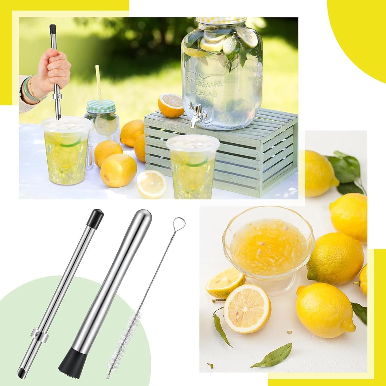 Straw Puncher and Muddler | Drinks Muddler Hole Puncher,Multi-Functional Beverage Drinks Mixing Supplies for Home Kitchen Barbecue Picnic Cafe