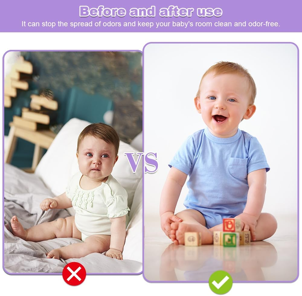 Nappy Bin Refills, 6PCS Diaper Pail Refill Bags Set, Diaper Bin Pail Disposal Bags 4.5M Long Compatible with Angelcare and Spross Diaper, Twist & Click and All Others(Purple) image number 1