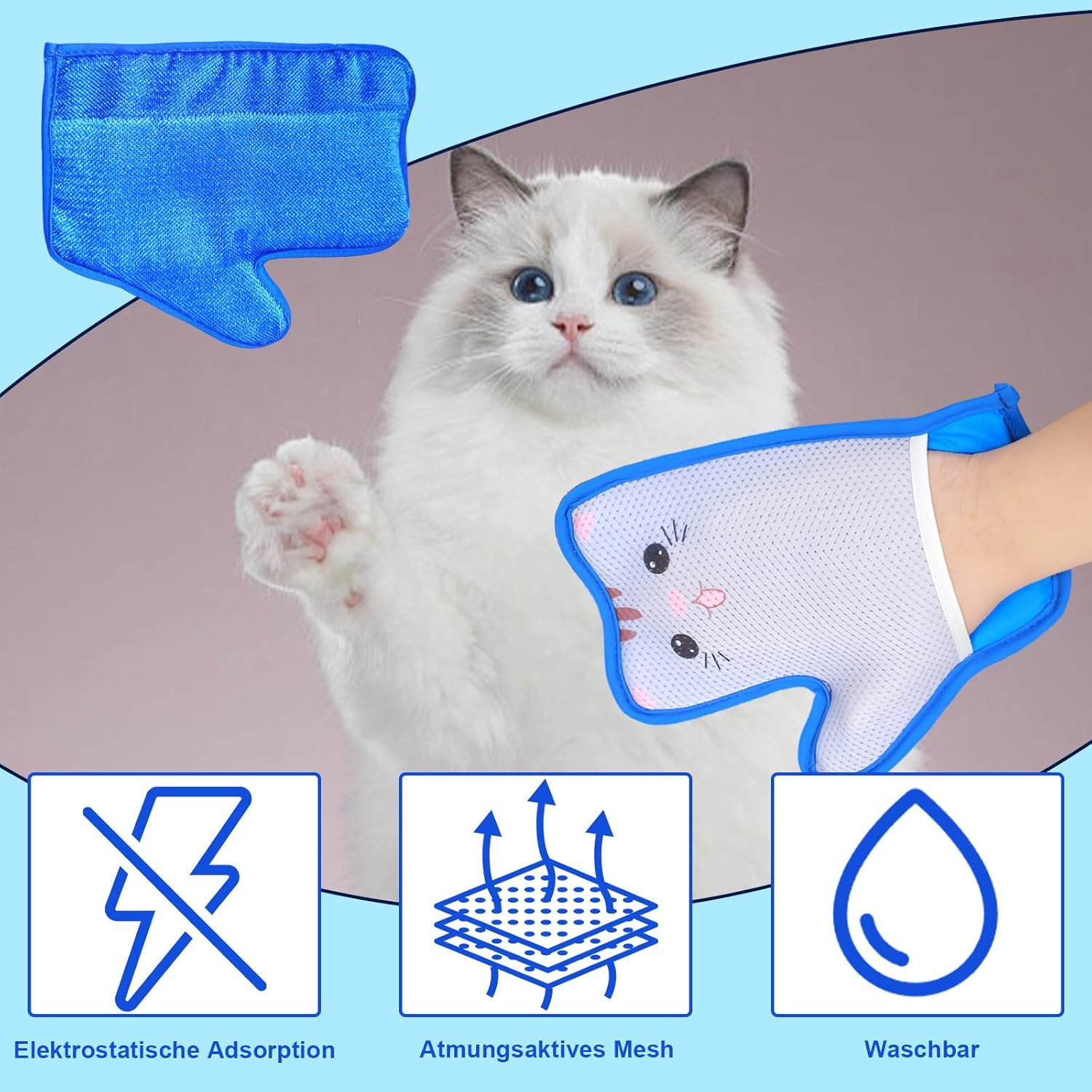 Pet Hair Remover Glove, Static Pet Hair Remover Glove, Reusable Cat Hair Remover, Breathable Dog Hair Removal for Removing Dogs and Cats Fur from Sofa, Carpet, Clothing, Pack of 2 image number 1