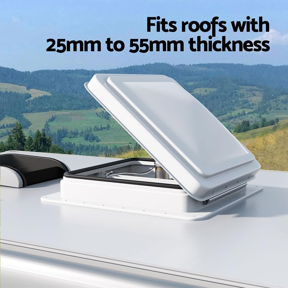 Weisshorn Caravan Roof Vent, Roofs Ventilation Fan with Lid Ultra Quiet, Hatch 12V RV Skylight Motorhome Camper Insect Resistance Heavy Duty Hinge 350X350Mm White image number 3