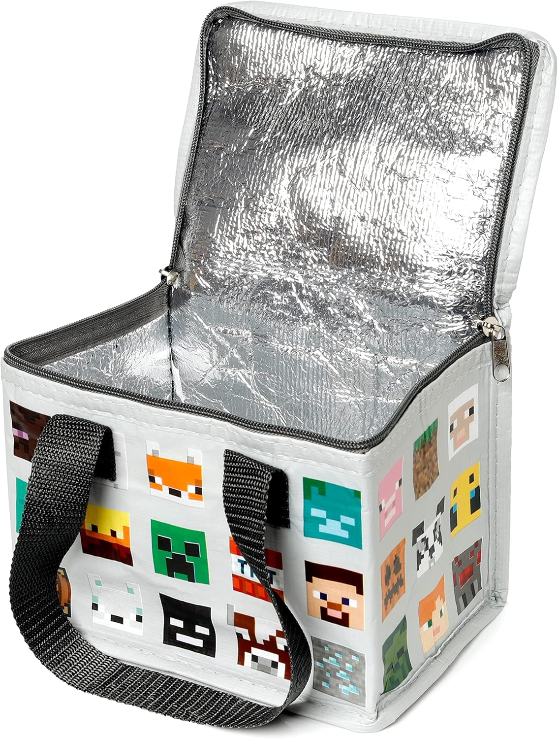 Puckator Cool Lunch Bag with Minecraft Faces Design Made Out of Recycled Plastic Bottles - Insulated Lunch Bag for Women Men Children - Lunch Box Bag for Work & School - Beach Picnic Accessories image number 2