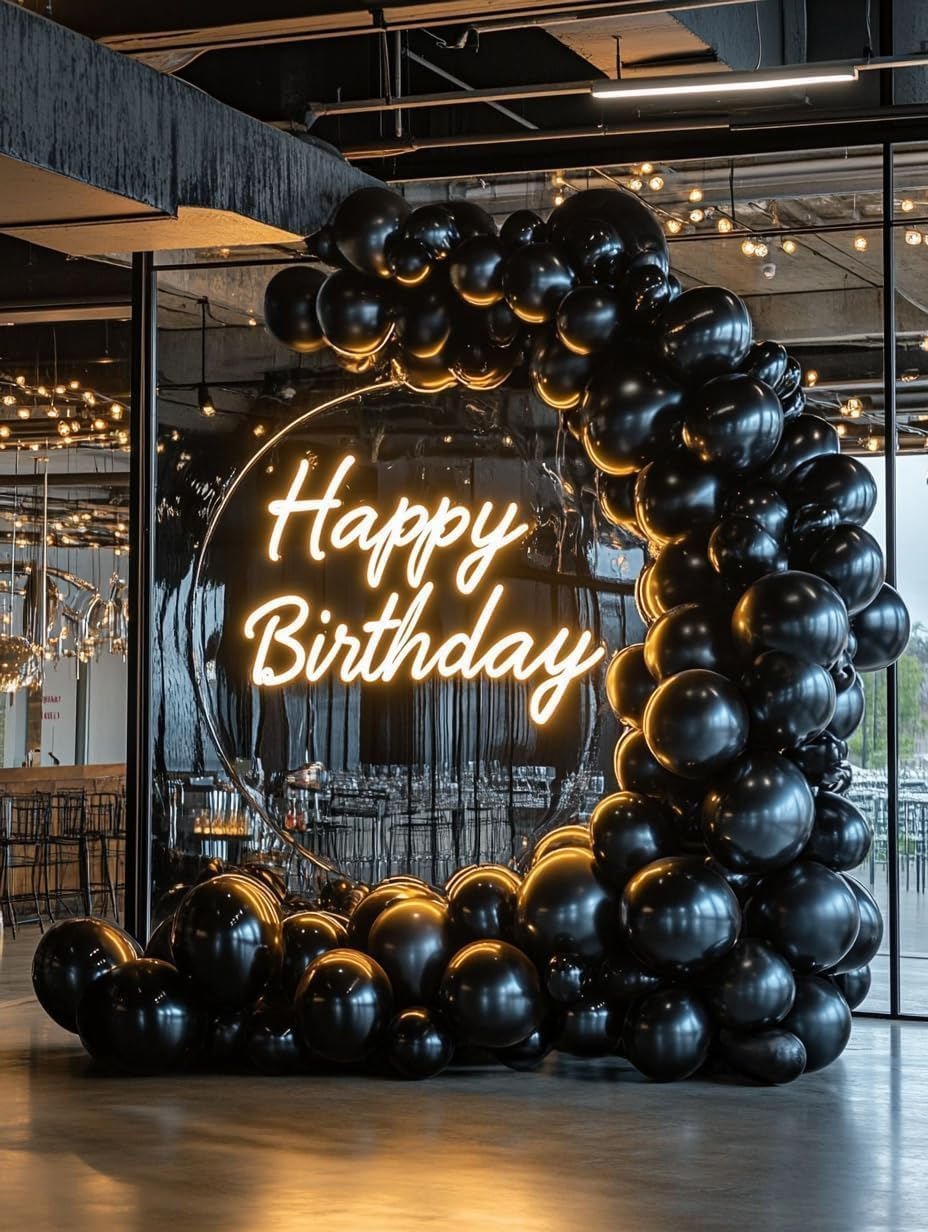 Balloons 12 Inch 30Cm, Latex Balloons 50Pcs Party Balloon for Baby Shower Engagement Bachelorette Bridal Shower Wedding Party Graduation Birthday Decorations(With 2 Ribbons) (Black) - Rainbow image number 3